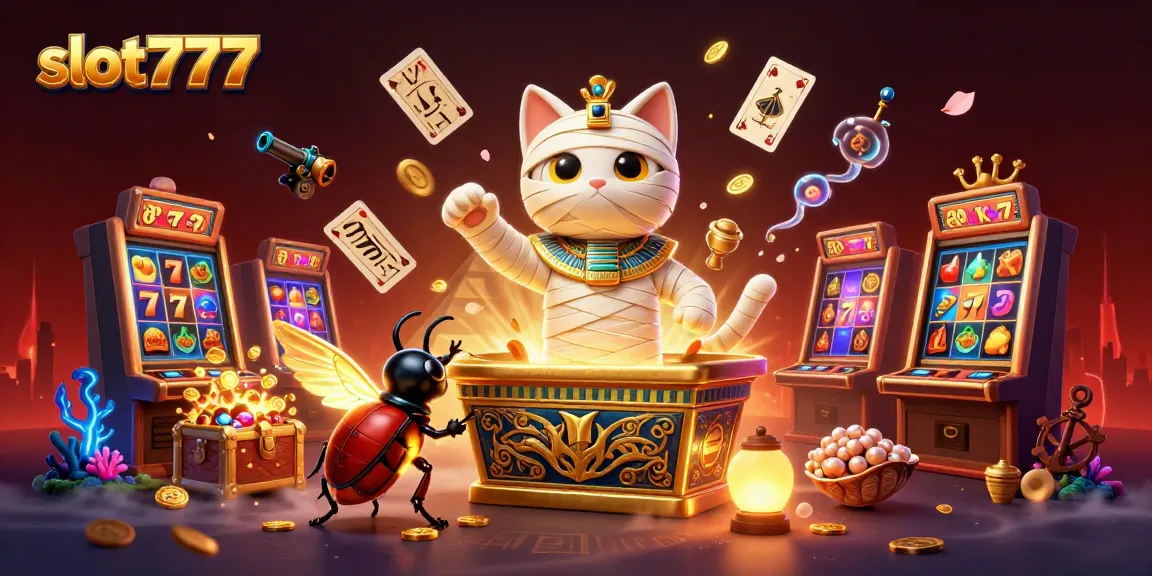 Spin to win with slot777 as the Egyptian mummy cat and golden scarab bring fortune to the reels!