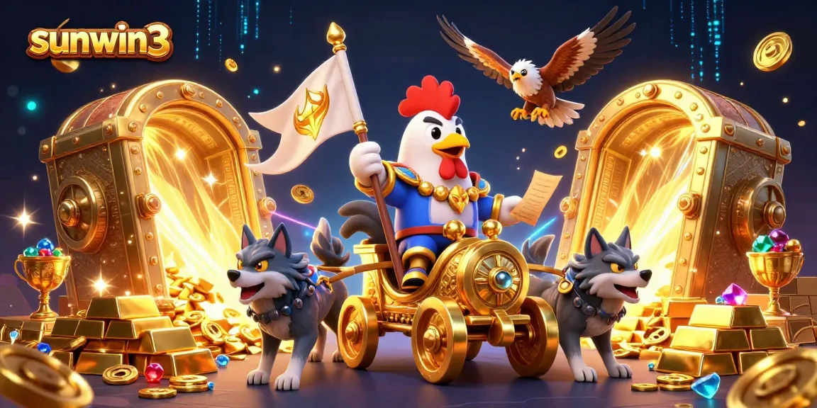 Engage in thrilling gameplay with sunwin3, featuring a rooster warlord and golden treasures.