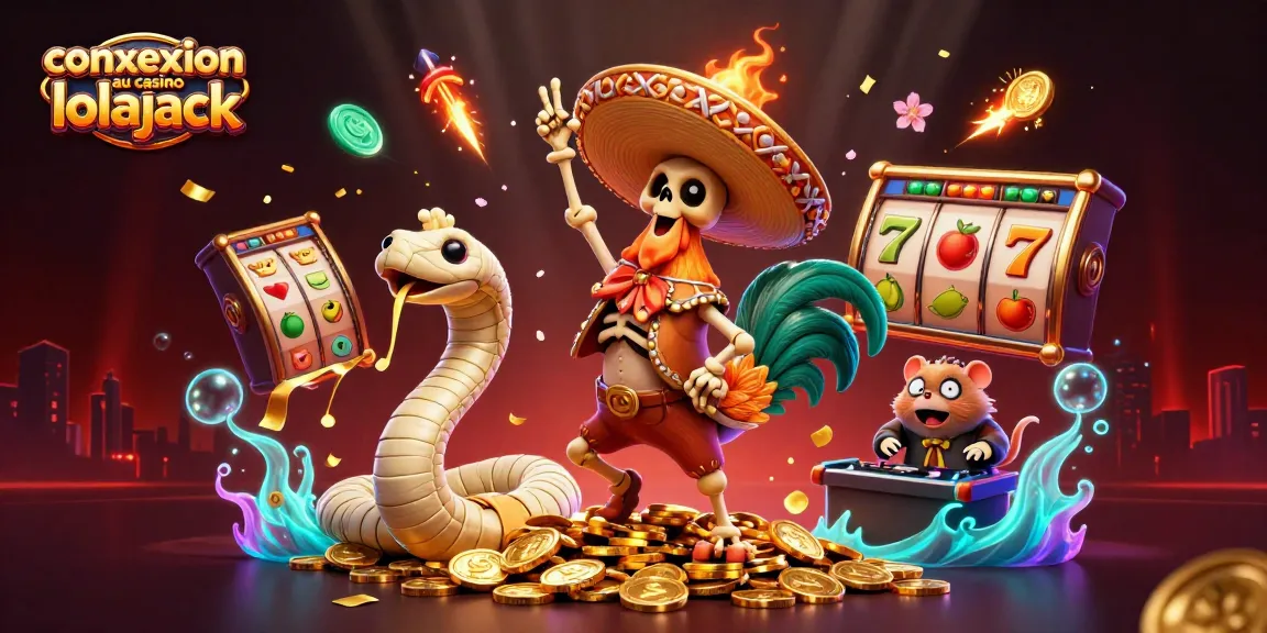 Immerse in excitement with the connexion au casino lolajack as a mascot celebrates on coins.