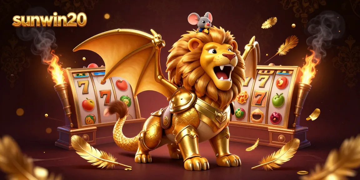 Experience the thrill of sunwin20 with slot reels and golden coins in this vibrant casino scene.