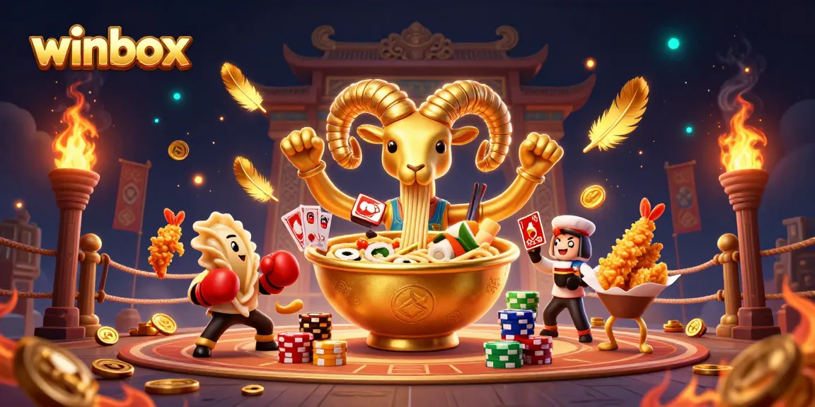 Experience the thrill of winbox gaming with a vibrant atmosphere featuring unique characters and casino elements.