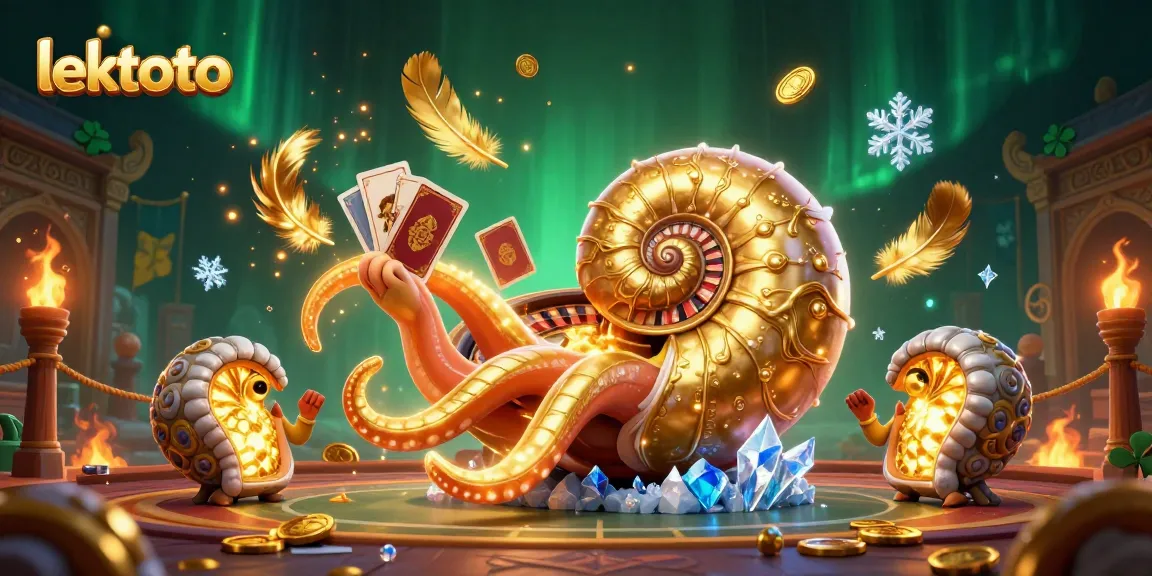 Spin the lektoto roulette with a golden nautilus, glowing ammonites, and vibrant casino elements.
