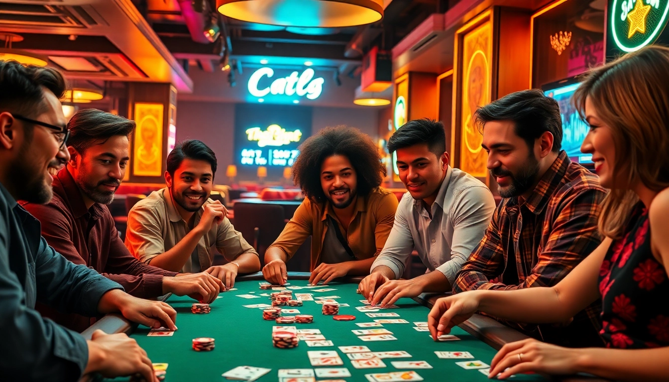 Players enjoying a thrilling game of yono rummy in a vibrant gaming atmosphere.